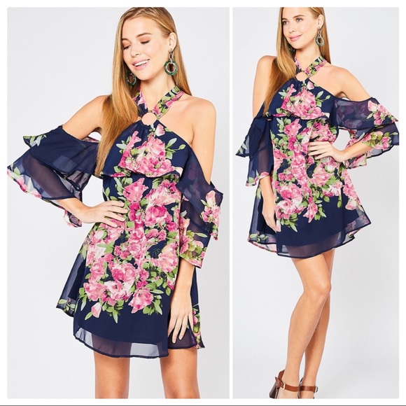 Entro Loveliness Floral Halter Mini Dress - Picture 6 of 16